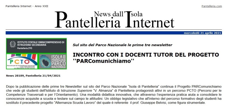 Dicono di noi: Pantelleria.com incontra i docenti del progetto PARComunichiamo