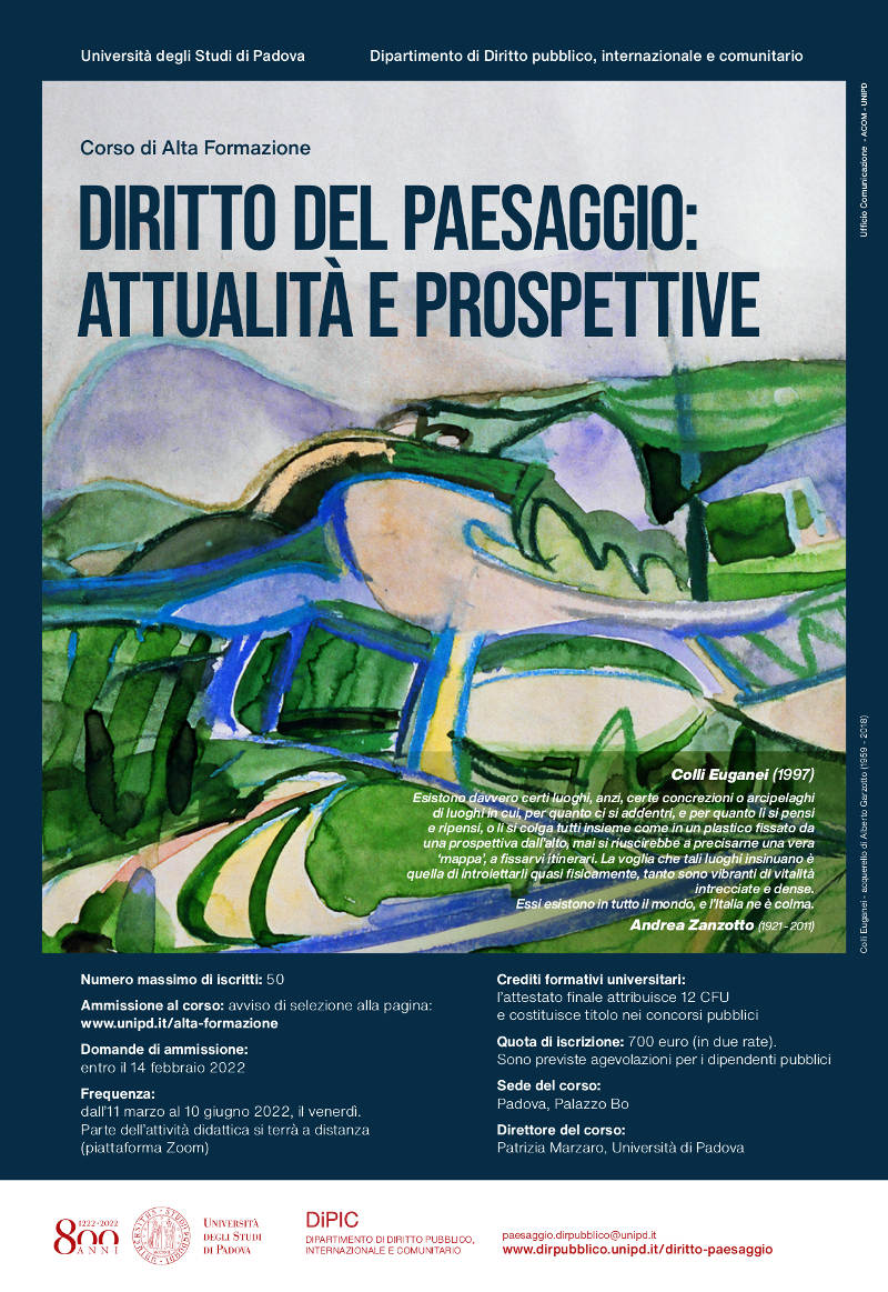 Corso di Alta Formazione - Diritto del Paesaggio: Attualità e Prospettive
