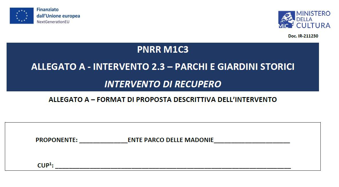 PNRR PARCHI E GIARDINI STORICI - INTERVENTO DI RECUPERO