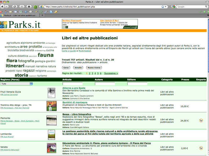 Ricercare online libri e pubblicazioni sui parchi italiani? Fatelo in un click, su Parks.it!