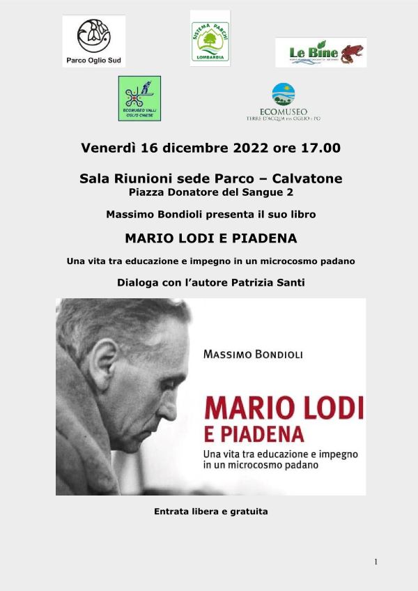 Presentazione del libro 'Mario Lodi e Piadena' di Massimo Bondioli