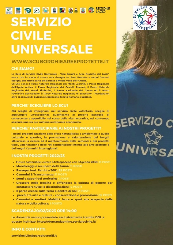 Avviso pubblico - Bando per la selezione degli operatori volontari da impiegare in progetti afferenti a programmi di intervento di Servizio civile universale da realizzarsi in Italia e all'estero