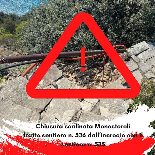 Attention : fermeture de l'escalier de Monesteroli en raison d'un effondrement soudain