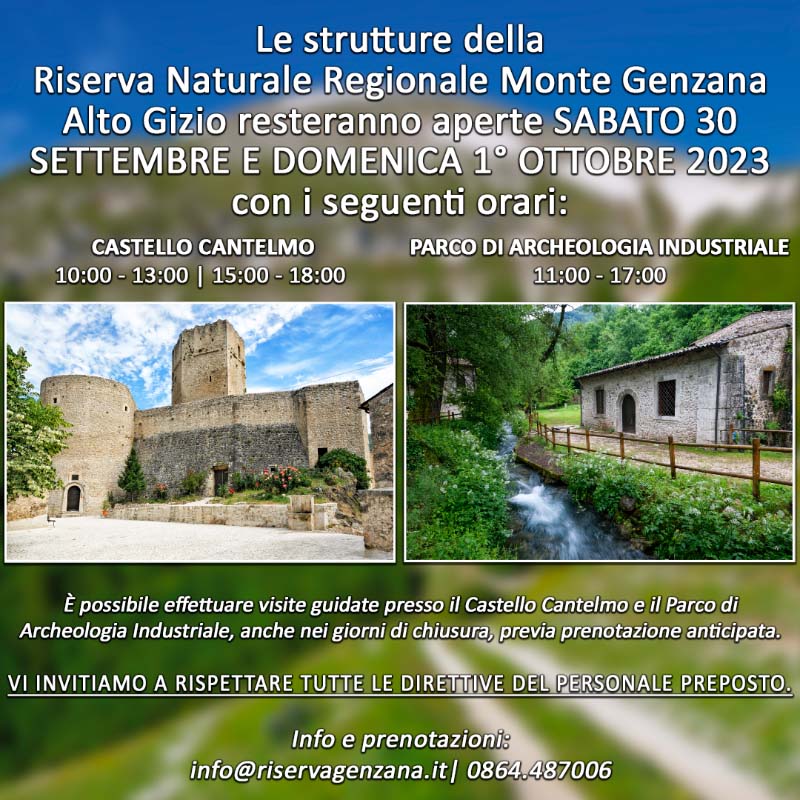 Aperture Castello Cantelmo e Parco di Archeologia ultimo weekend di settembre