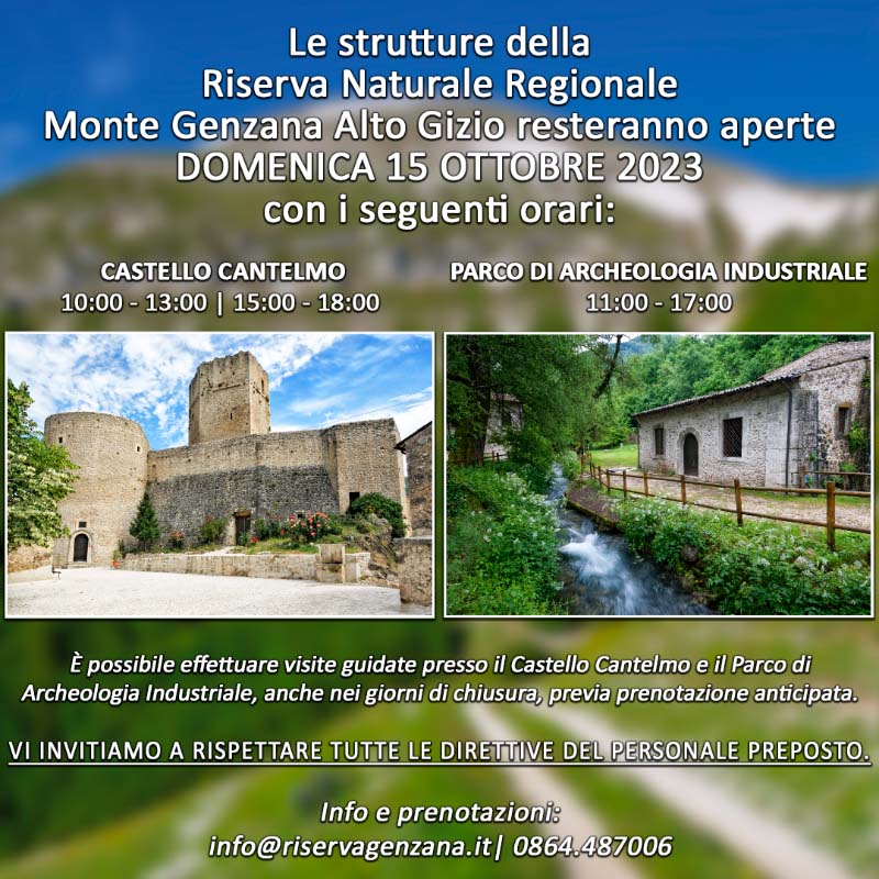 Aperture Castello Cantelmo e Parco di Archeologia domenica 15 ottobre 2023