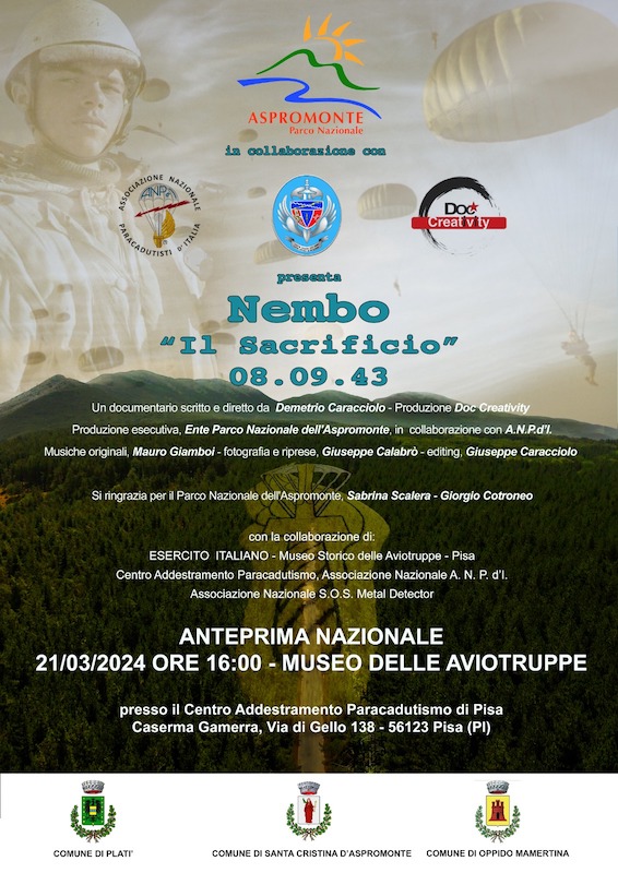 Anteprima nazionale del docufilm 'Nembo, il sacrificio 08-09-43' a Pisa