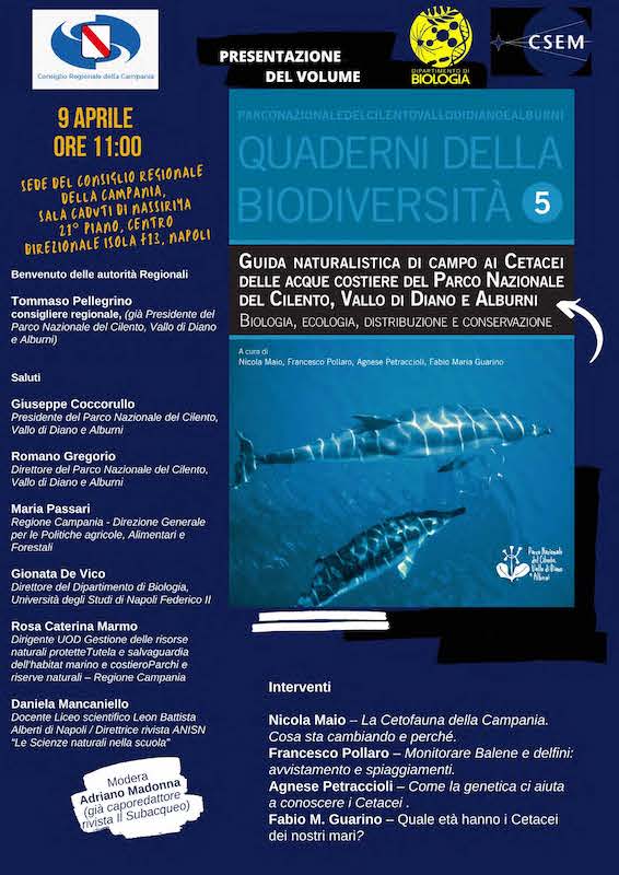 Presentazione del volume Guida naturalistica di Campo ai Cetacei delle acque costiere del Parco Nazionale del Cilento, Vallo di Diano e Alburni