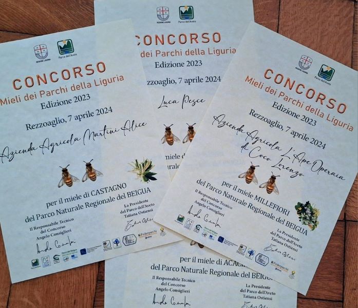 Concorso Mieli dei Parchi della Liguria 2023: i premi agli apicoltori del Parco del Beigua