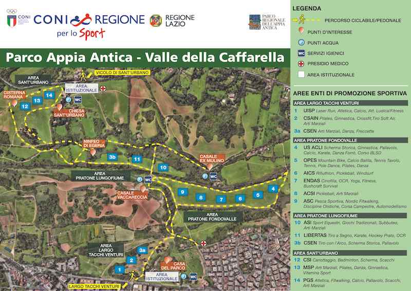 CONI Lazio: l'11  maggio, Il Parco dell'Appia Antica diventa la più grande arena di sport per tutti