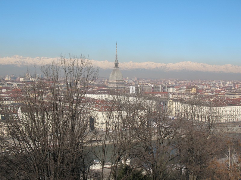 Turin and Graian Alps seen from the hill