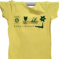 Gelbes Damen-T-Shirt aus Baumwolle mit den Logos der Einrichtungen des Parks Antola