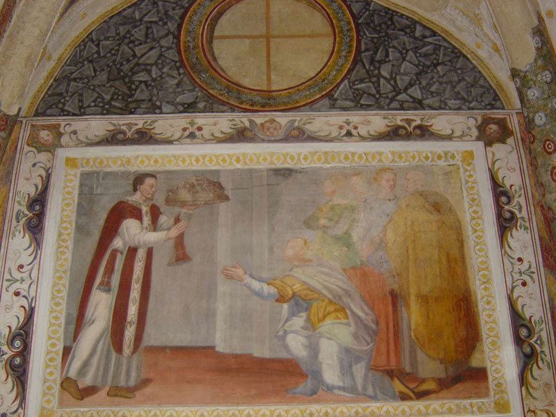A young priest, fresco, right wall of the presbytery