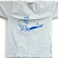 T-Shirt Cervo adulto, grigia con stampa blu