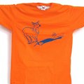 T-Shirt Cervo junior, arancione con stampa blu