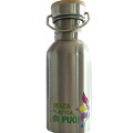 Trinkflasche, 500 ml, aus Edelstahl mit Verzierungen aus Holz/Bambus des Parco Nazionale d'Abruzzo, Lazio e Molise