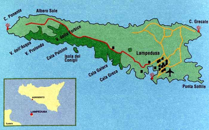 Riserva naturale Isola di Lampedusa - Isola dei Conigli: Mappa di dettaglio