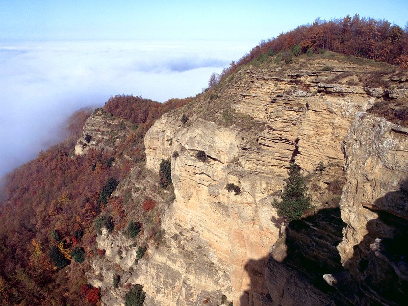 Monte Adone in autunno con la nebbia