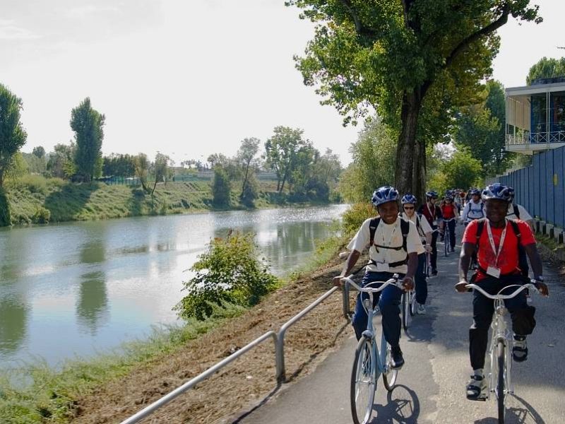 By bike along river Po, near the ONU complex in Turin Millefonti