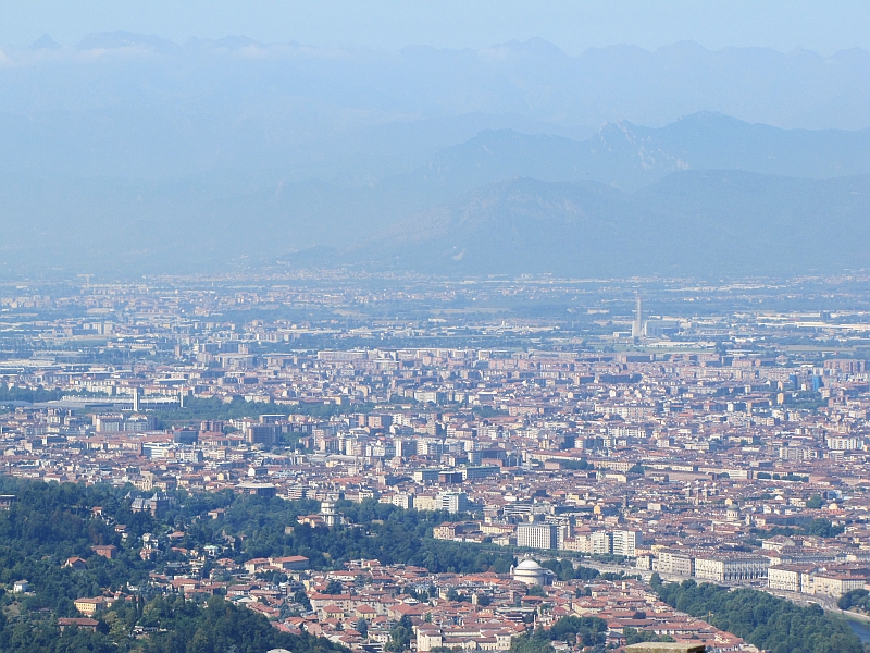 View of Turin, Gran Madre e Valli Sangone e Chisone, from Superga