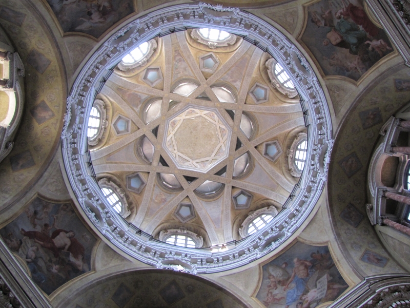 Inside of the dome of the Royal Church of San Lorenzo in Turin