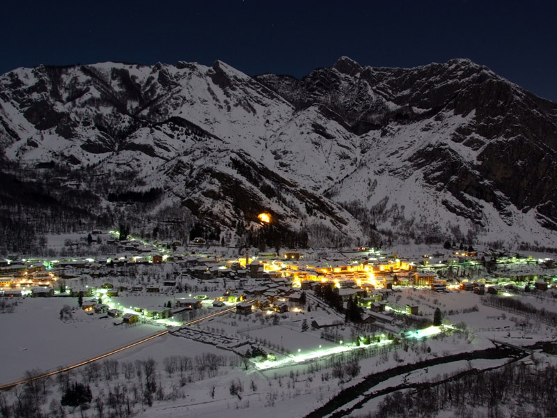 View of Valdieri by night