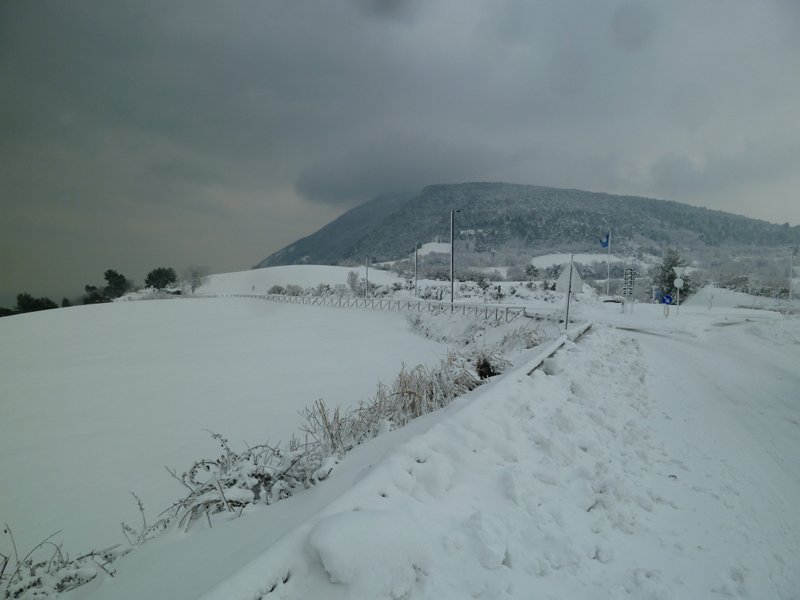 Panorama invernale con il monte Conero sullo sfondo