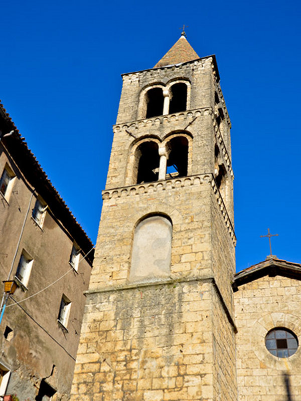 Church of San Pietro: bell tower detail