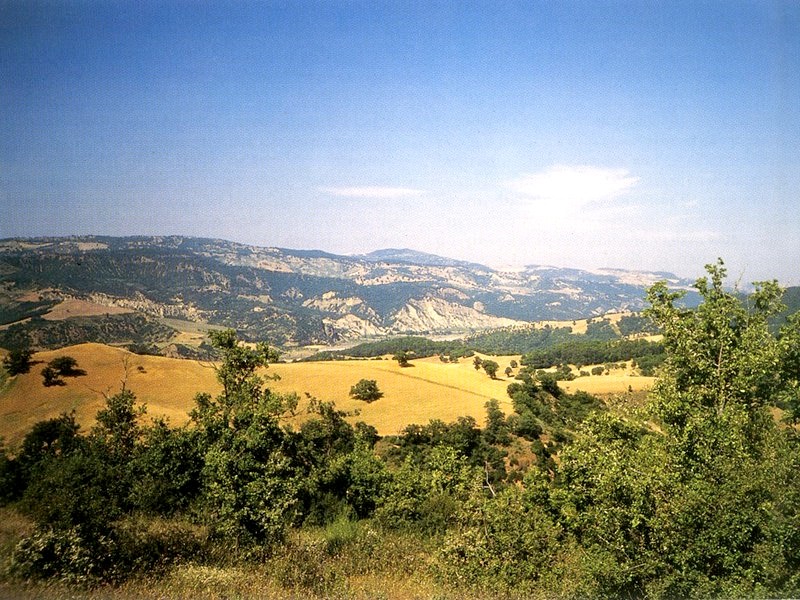 La valle del Sauro vista dal santuario di Serra Lustrante (immagine da Russo 1995)